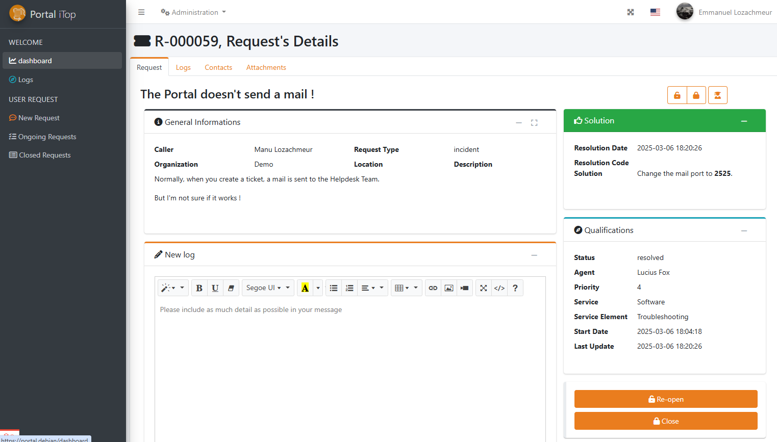 Creating a new ticket